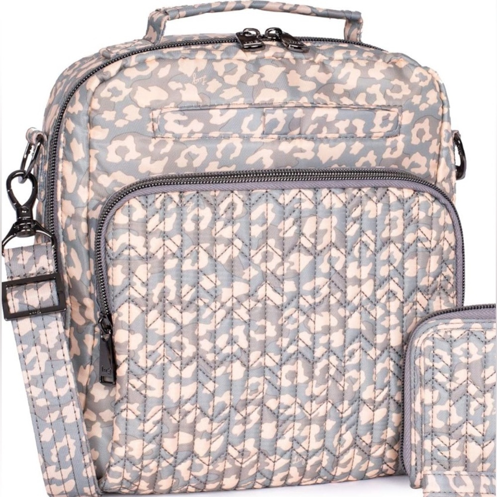 Lug Ranger Leopard Pearl Crossbody Bag | gray & light pink